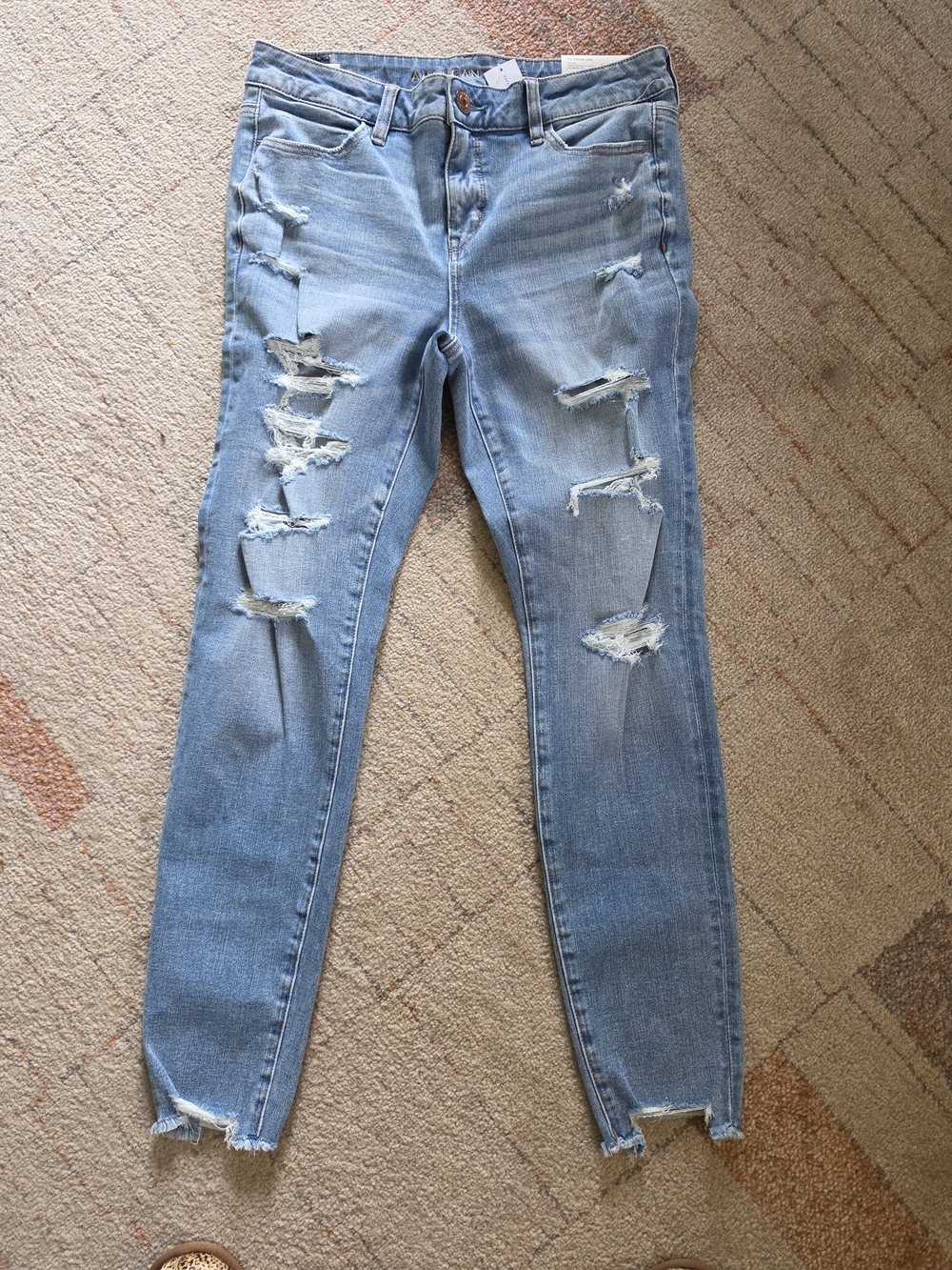 NWT American Eagle Dream Jean Jegging Distressed Light Wash Size 10 Regular 💙✨